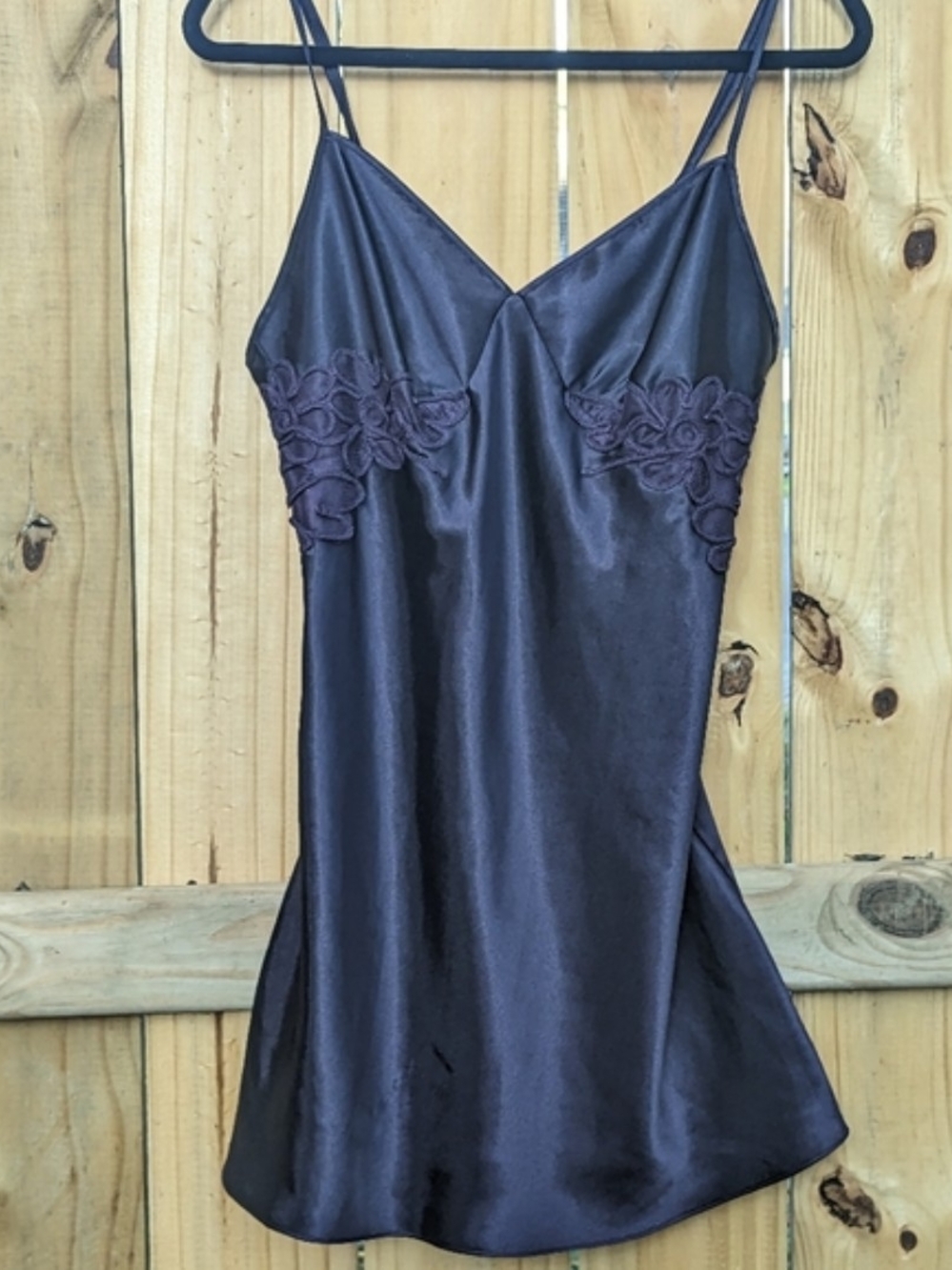 Marilyn Monroe Charcoal Satin Slip with Lace Appliqué